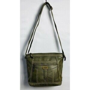 BOC Women Olive Green Faux Leather Bag 10”x12”x3.5”